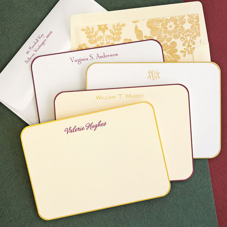 Stationery/Thank You Notes by Rytex - Rounded Hand Bordered Cards (Wine or Gold)