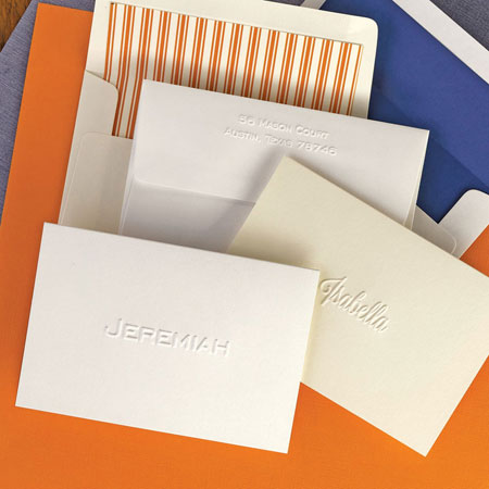 Stationery/Thank You Notes by Rytex - Blind Embossed Single Name Folded Notes