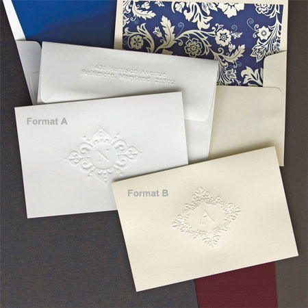 Stationery/Thank You Notes by Rytex - Baroque Blind Embossed Foldnotes