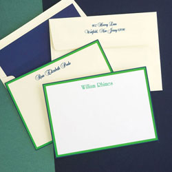 Stationery/Thank You Notes by Rytex - Double Hand Bordered Cards (Navy/Green)