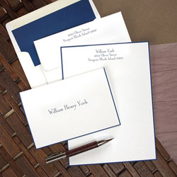 Stationery/Thank You Notes by Rytex - Navy Hand Bordered Sheet and Foldnote Ensemble