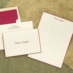 Stationery/Thank You Notes by Rytex - Wine Hand Bordered Sheet and Foldnote Ensemble