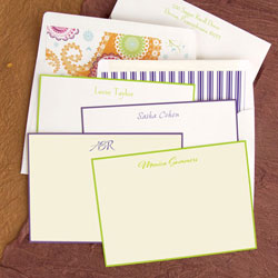 Stationery/Thank You Notes by Rytex - Hand Bordered Cards (Apple Green or Purple)