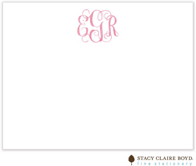 Stationery/Thank You Notes by Stacy Claire Boyd - Watercolor Monogram - Pink (Flat)