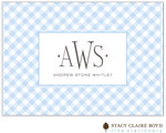 Stationery/Thank You Notes by Stacy Claire Boyd - Simple Plaid - Blue (Folded)
