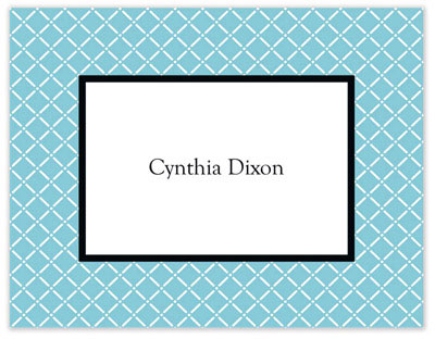 Stationery/Thank You Notes by Stacy Claire Boyd - Trailing Trellis - Aqua (Folded)