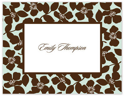 Stationery/Thank You Notes by Stacy Claire Boyd - Island Floral - Aqua (Folded)