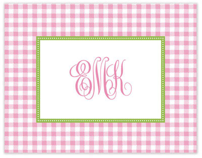 Stationery/Thank You Notes by Stacy Claire Boyd - Gleeful Gingham - Pink (Folded)