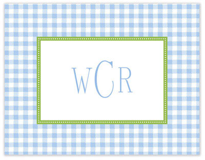 Stationery/Thank You Notes by Stacy Claire Boyd - Gleeful Gingham - Blue (Folded)