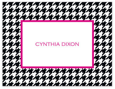 Stationery/Thank You Notes by Stacy Claire Boyd - Hip Houndstooth - Hot Pink (Folded)