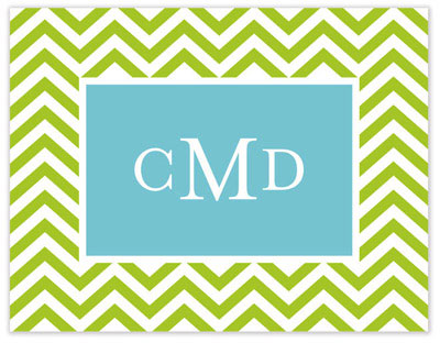 Stationery/Thank You Notes by Stacy Claire Boyd - Chevron Stripe - Green (Folded) Stationery/Thank You Notes by Stacy Claire Boyd - Chevron Stripe - Green (Folded)