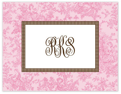 Stationery/Thank You Notes by Stacy Claire Boyd - Cottage Toile - Pink (Folded)