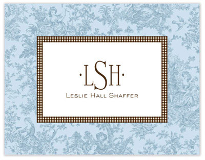 Stationery/Thank You Notes by Stacy Claire Boyd - Cottage Toile - Blue (Folded)