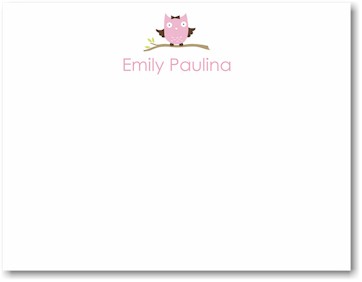 Stationery/Thank You Notes by Stacy Claire Boyd - Baby Owl-Pink
