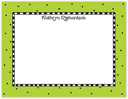 Small Stationery/Thank You Notes - Checks & Dots Lime | Sweet Pea Designs