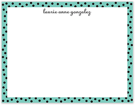 Small Stationery/Thank You Notes - Dotted Edge Dark Aqua & Black | Sweet Pea Designs