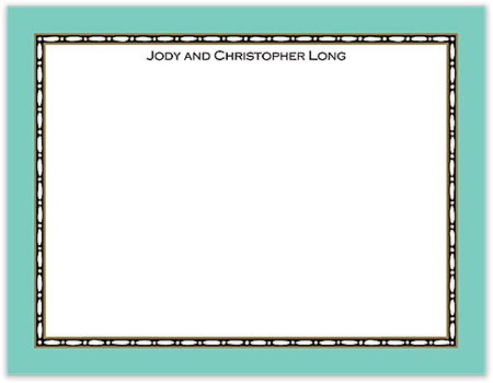 Small Stationery/Thank You Notes - Rice Bead Border Dark Aqua | Sweet Pea Designs