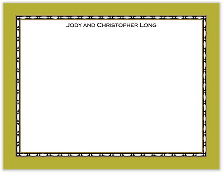 Small Stationery/Thank You Notes - Rice Bead Border Olive | Sweet Pea Designs