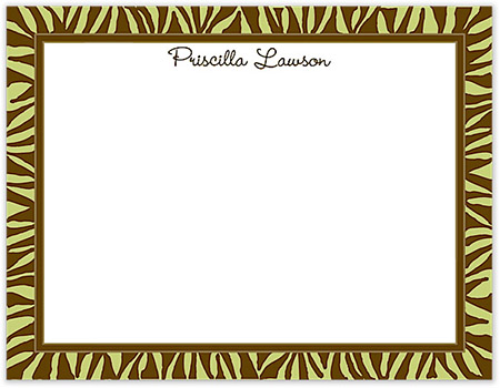 Small Stationery/Thank You Notes - Zebra Edge Chocolate & Lime | Sweet Pea Designs