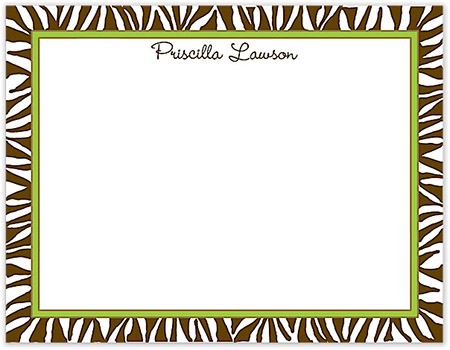 Small Stationery/Thank You Notes - Zebra Edge Chocolate & Lime Border | Sweet Pea Designs