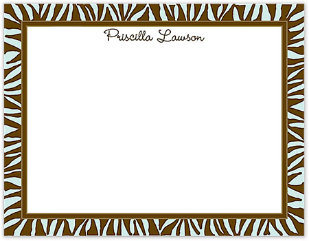 Small Stationery/Thank You Notes - Zebra Edge Chocolate & Aqua | Sweet Pea Designs
