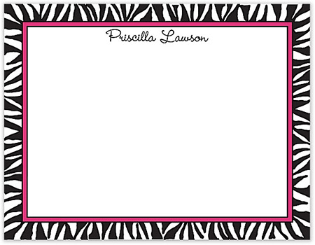 Small Stationery/Thank You Notes - Zebra Edge Black & Hot Pink Border | Sweet Pea Designs