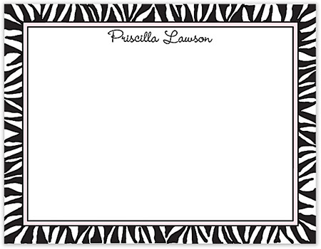 Small Stationery/Thank You Notes - Zebra Edge Black & Pink Border | Sweet Pea Designs