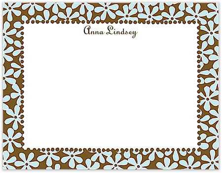 Small Stationery/Thank You Notes - Fun Daisies Aqua & Chocolate | Sweet Pea Designs