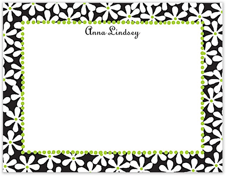Small Stationery/Thank You Notes - Fun Daisies Black & Lime | Sweet Pea Designs