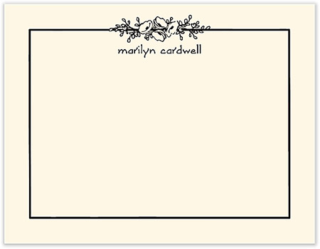 Small Stationery/Thank You Notes - Floral Garland Black on Ecru | Sweet Pea Designs