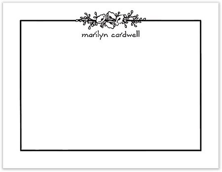 Small Stationery/Thank You Notes - Floral Garland Black | Sweet Pea Designs