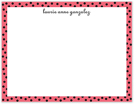 Small Stationery/Thank You Notes - Dotted Edge Coral & Black | Sweet Pea Designs