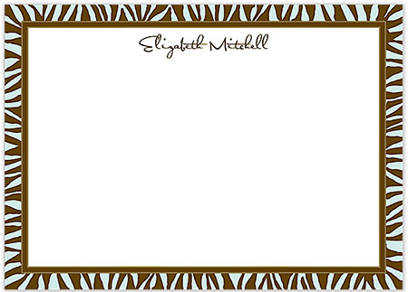 Large Stationery/Thank You Notes - Zebra Edge Chocolate & Aqua | Sweet Pea Designs