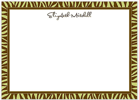 Large Stationery/Thank You Notes - Zebra Edge Chocolate & Lime | Sweet Pea Designs