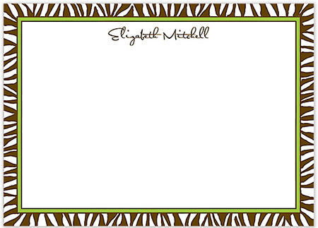 Large Stationery/Thank You Notes - Zebra Edge Chocolate & Lime Border | Sweet Pea Designs