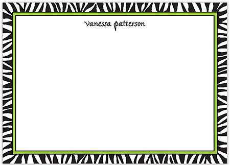 Large Stationery/Thank You Notes - Zebra Edge Black & Lime Border | Sweet Pea Designs