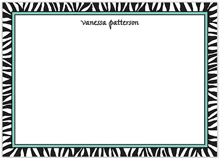 Large Stationery/Thank You Notes - Zebra Edge Black & Dark Aqua | Sweet Pea Designs