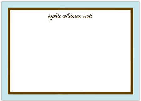 Large Stationery/Thank You Notes - Aqua Edge & Chocolate Border | Sweet Pea Designs
