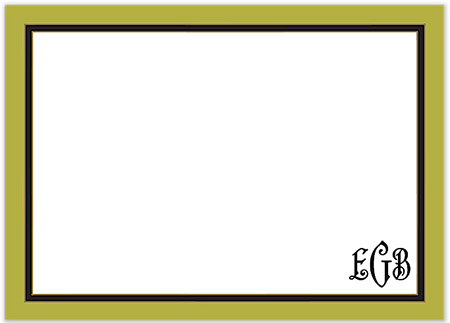 Large Stationery/Thank You Notes - Olive Edge & Black Border | Sweet Pea Designs