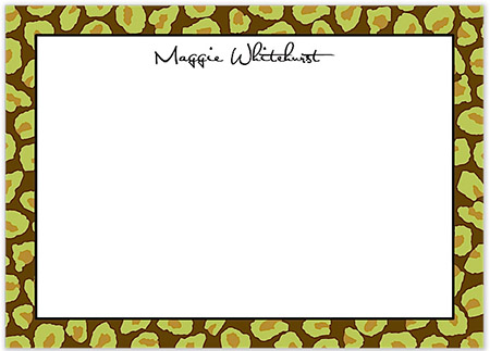 Large Stationery/Thank You Notes - Leopard Chocolate & Green | Sweet Pea Designs