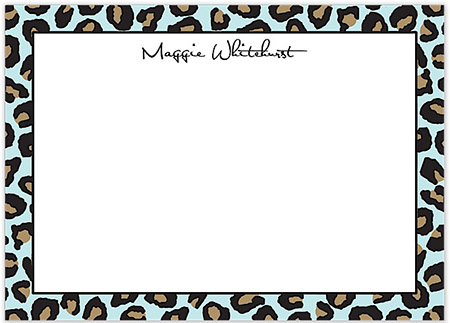 Large Stationery/Thank You Notes - Leopard Aqua & Black | Sweet Pea Designs