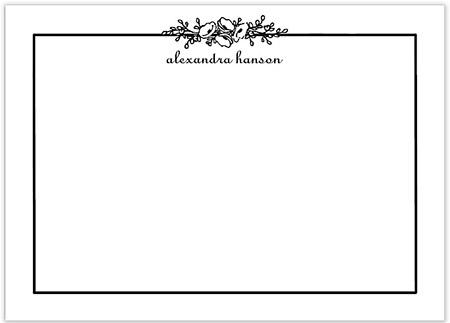 Large Stationery/Thank You Notes - Floral Garland Black | Sweet Pea Designs