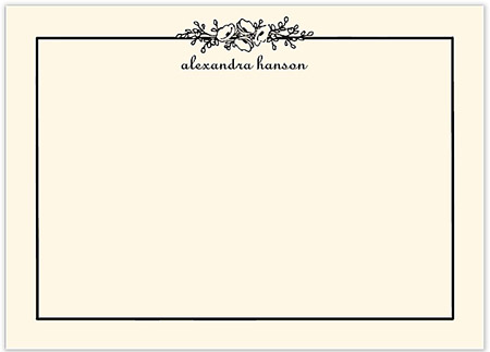 Large Stationery/Thank You Notes - Floral Garland Black on Ecru | Sweet Pea Designs