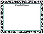 Small Stationery/Thank You Notes - Zebra Edge Black & Dark Aqua Border | Sweet Pea Designs