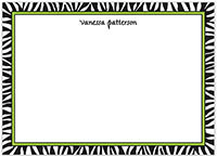Large Stationery/Thank You Notes - Zebra Edge Black & Lime Border | Sweet Pea Designs