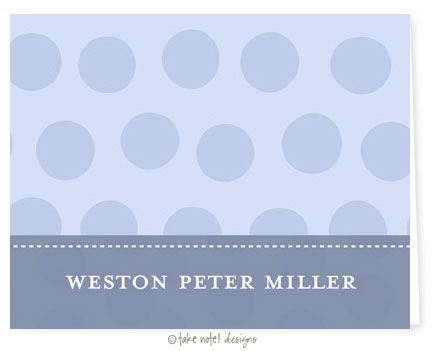Take Note Designs - Stationery/Thank You Notes (Weston Peter Blue Polka)