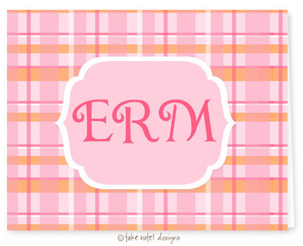 Take Note Designs - Stationery/Thank You Notes (Orange Sherbit & Pink Plaid)