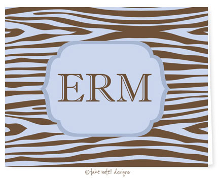 Take Note Designs - Stationery/Thank You Notes (Blue and Brown Zebra)