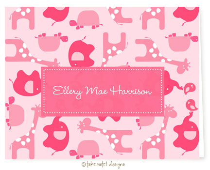 Take Note Designs - Stationery/Thank You Notes (Pink Modern Animals)