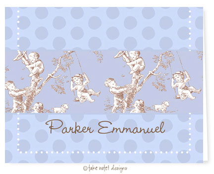 Take Note Designs - Stationery/Thank You Notes (Parker Emmanuel Blue Toile)